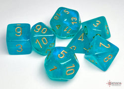 Chessex: Borealis Teal/gold Luminary Polyhedral 7-Dice Set