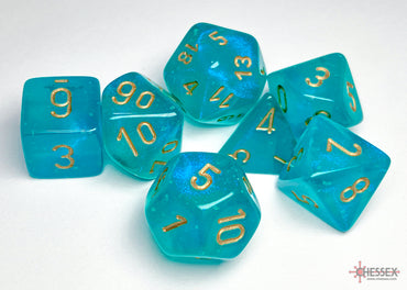 Chessex: Borealis Teal/gold Luminary Polyhedral 7-Dice Set