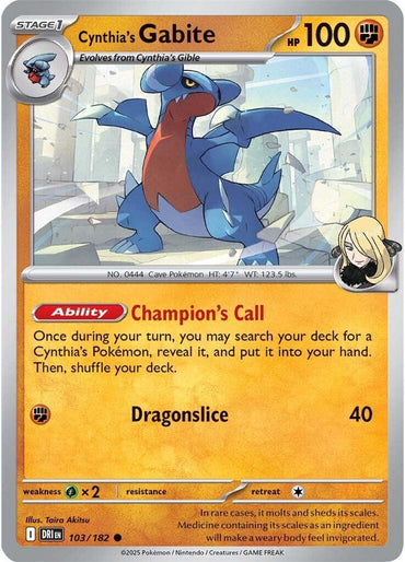 Cynthia's Gabite (103/182) [Scarlet & Violet: Destined Rivals]